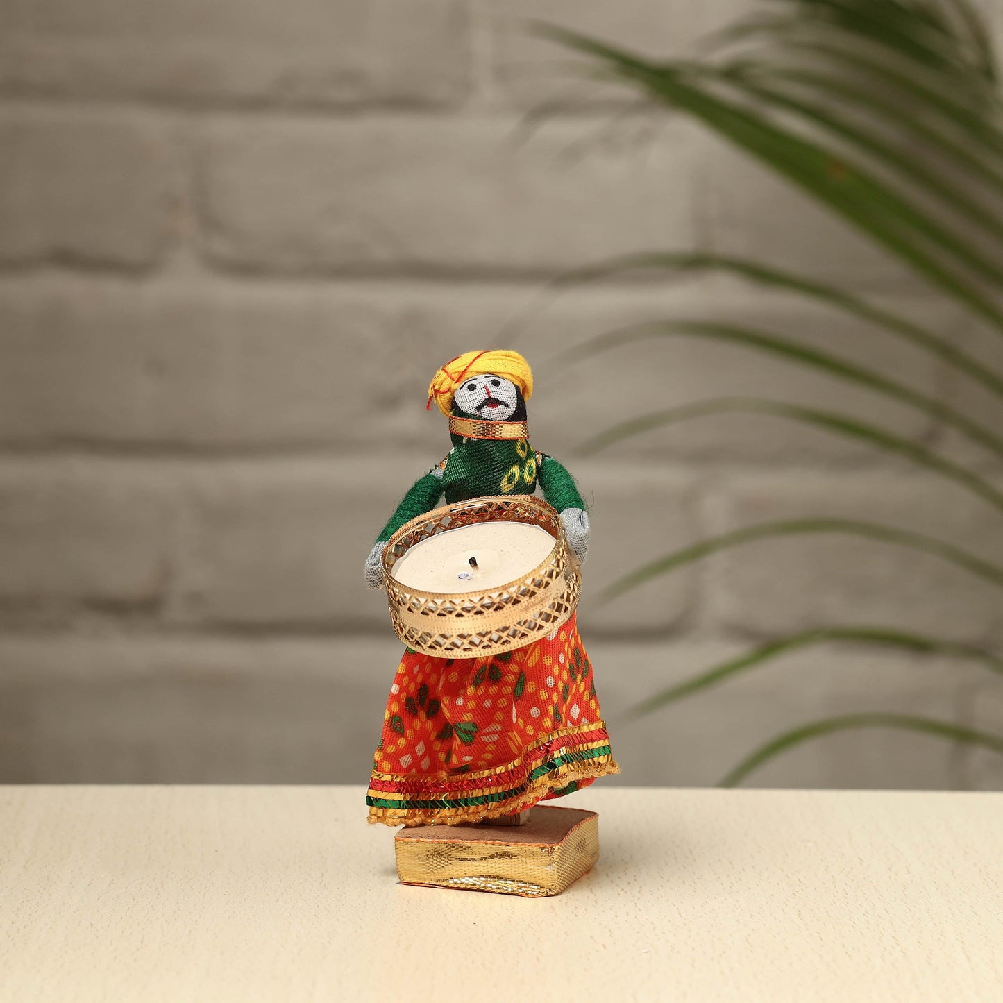  Rajasthani Puppet Couple Handmade Tealight Candle Holders (Set of 2) 