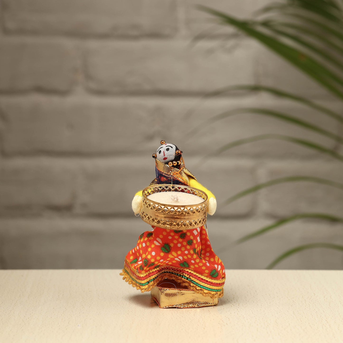  Rajasthani Puppet Couple Handmade Tealight Candle Holders (Set of 2) 