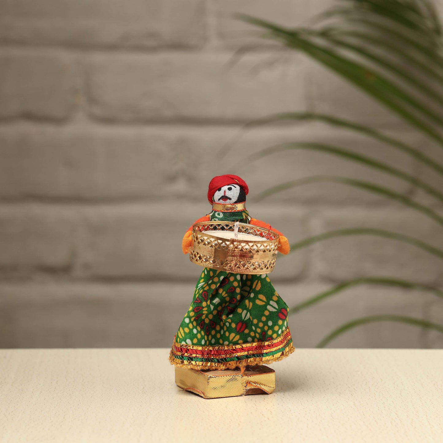  Rajasthani Puppet Couple Handmade Tealight Candle Holders (Set of 2) 