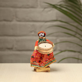  Rajasthani Puppet Couple Handmade Tealight Candle Holders (Set of 2) 