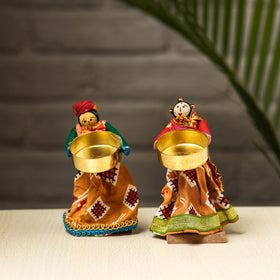  Rajasthani Puppet Couple Handmade Tealight Candle Holders 