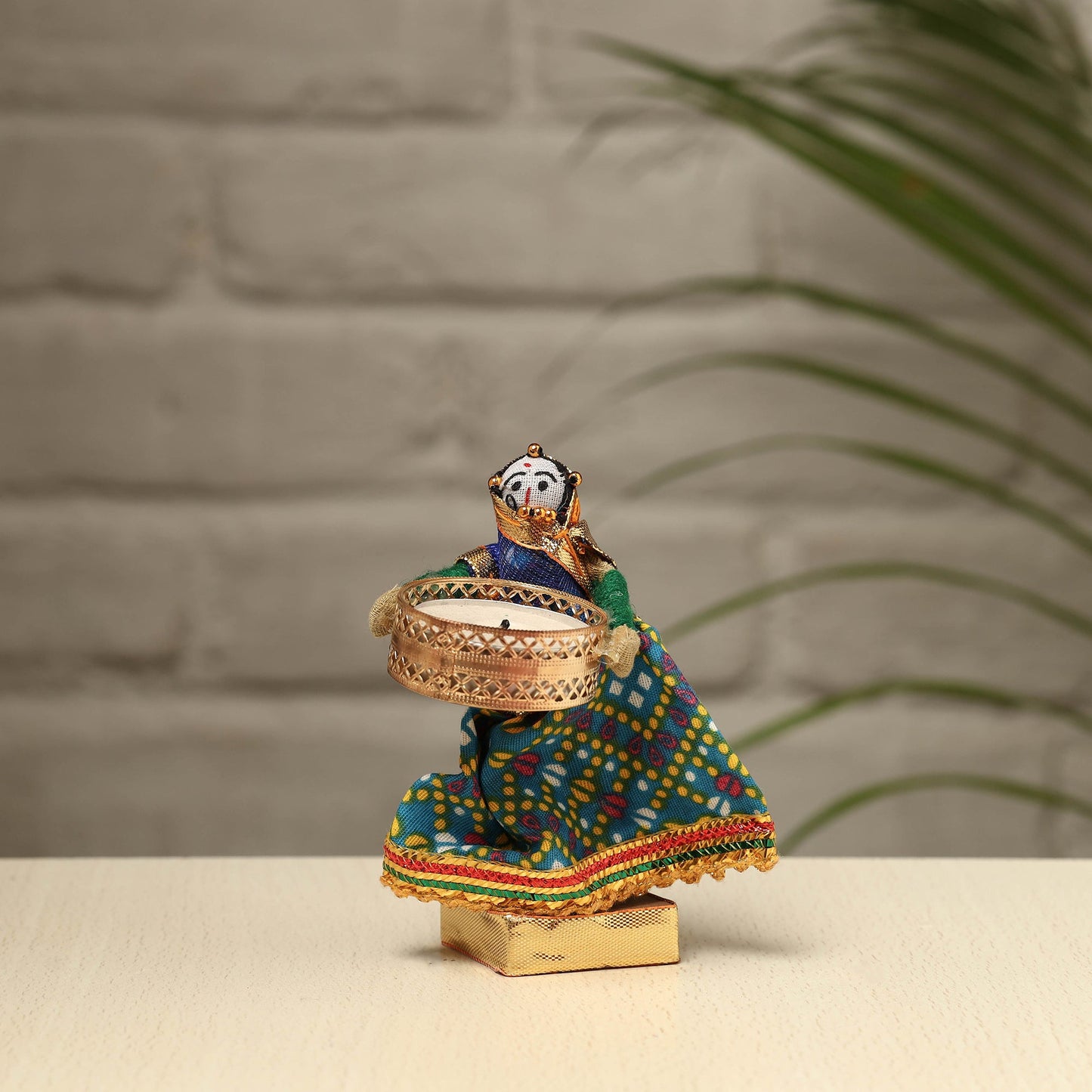  Rajasthani Puppet Couple Handmade Tealight Candle Holders (Set of 2) 