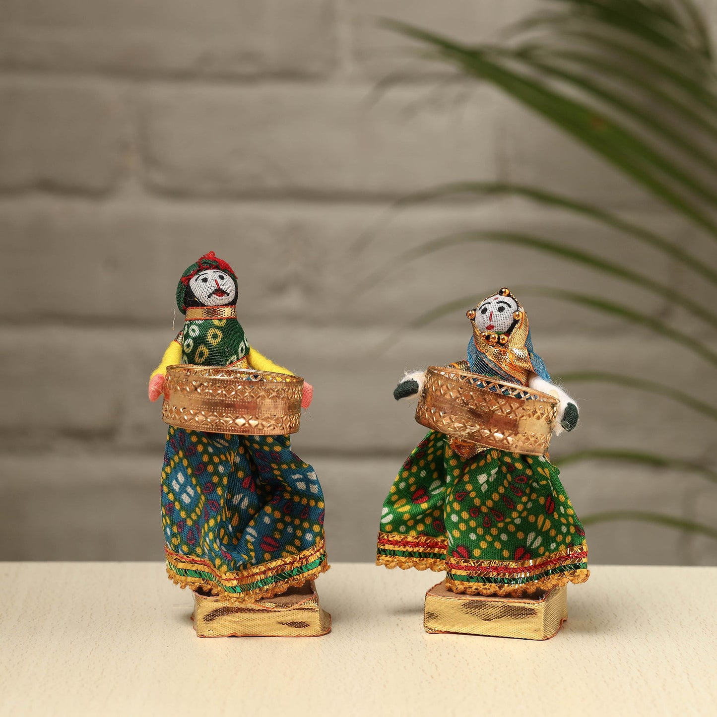  Rajasthani Puppet Couple Handmade Tealight Candle Holders (Set of 2) 