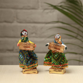  Rajasthani Puppet Couple Handmade Tealight Candle Holders (Set of 2) 