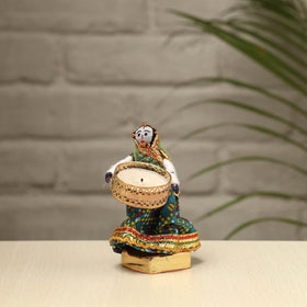  Rajasthani Puppet Couple Handmade Tealight Candle Holders (Set of 2) 