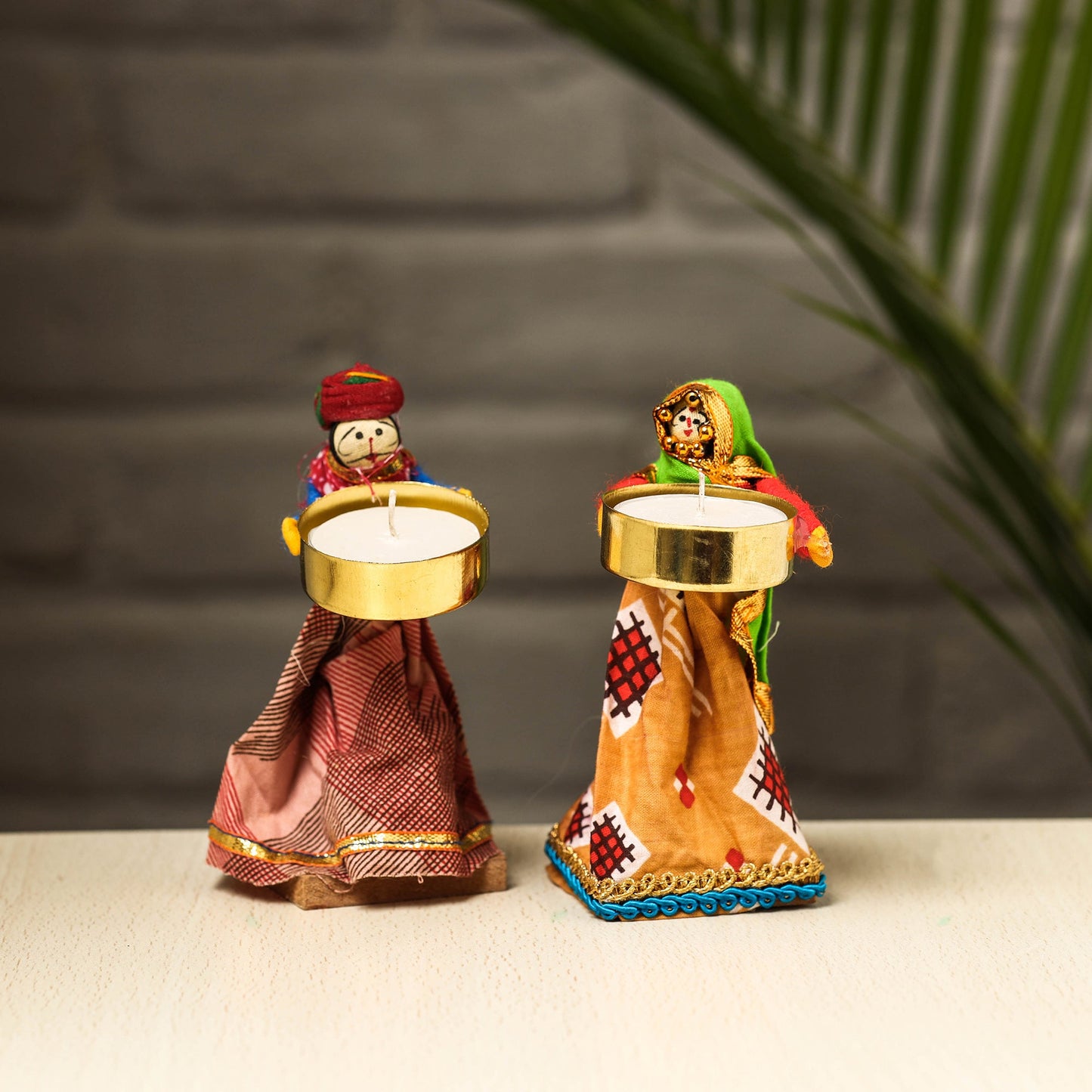  Rajasthani Puppet Couple Handmade Tealight Candle Holders 