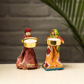  Rajasthani Puppet Couple Handmade Tealight Candle Holders 