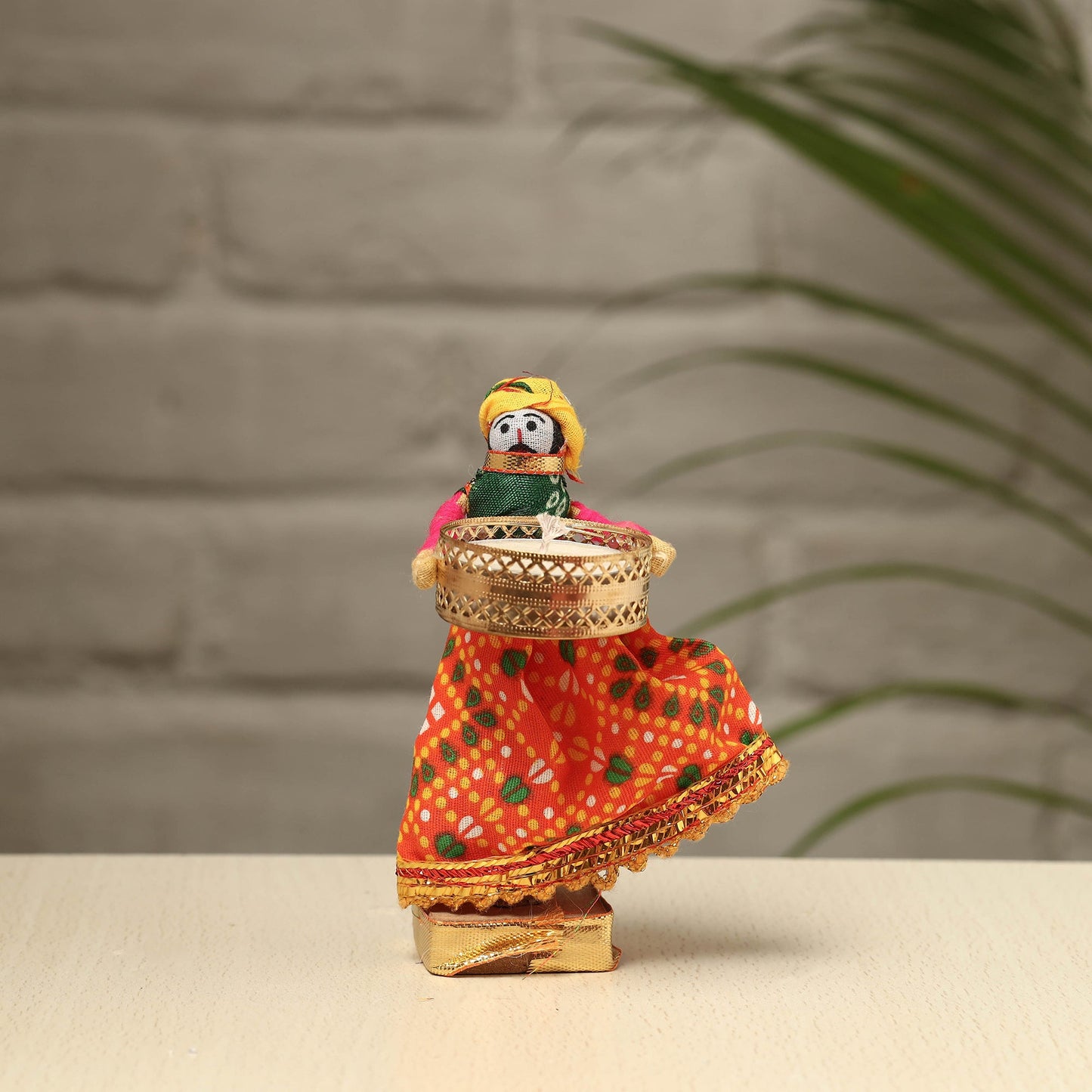  Rajasthani Puppet Couple Handmade Tealight Candle Holders (Set of 2) 