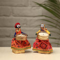  Rajasthani Puppet Couple Handmade Tealight Candle Holders (Set of 2) 
