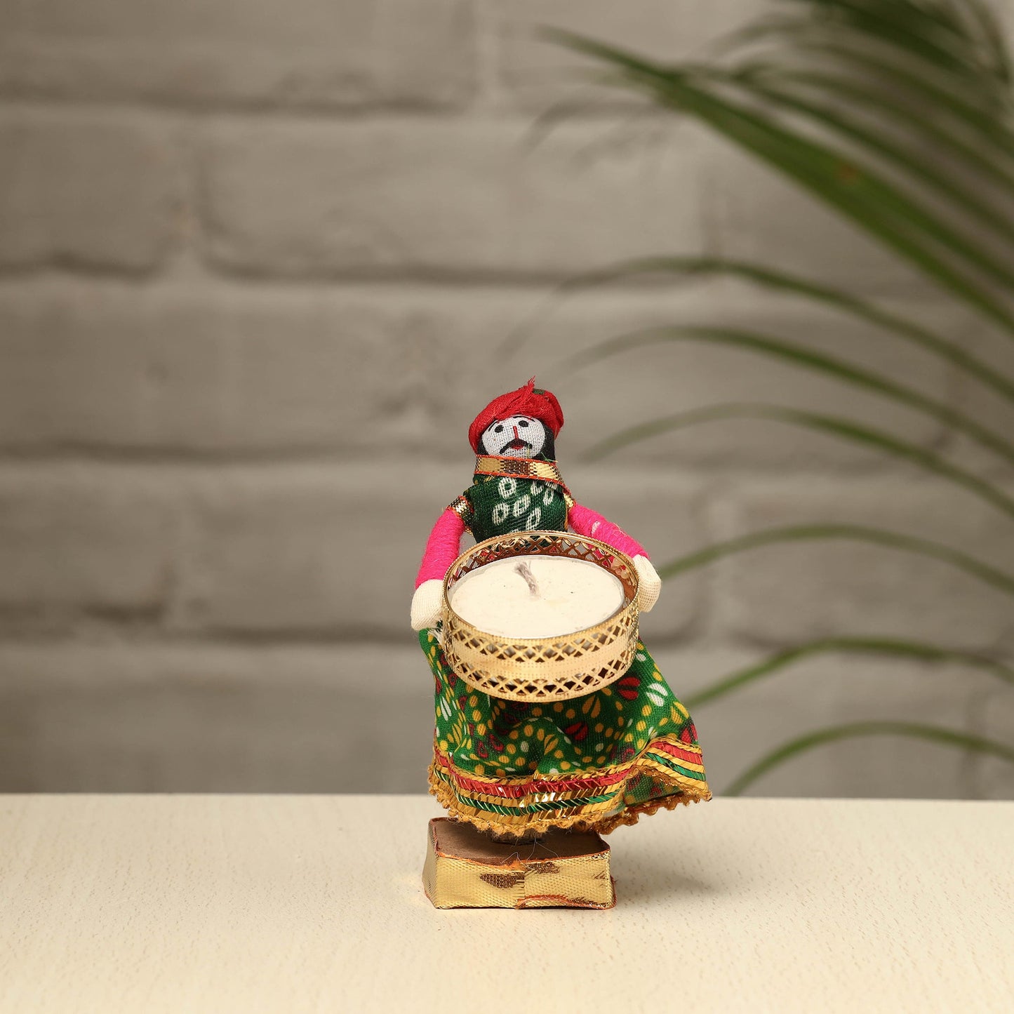  Rajasthani Puppet Couple Handmade Tealight Candle Holders (Set of 2) 