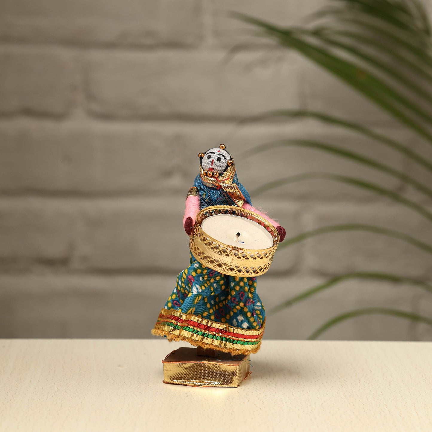  Rajasthani Puppet Couple Handmade Tealight Candle Holders (Set of 2) 