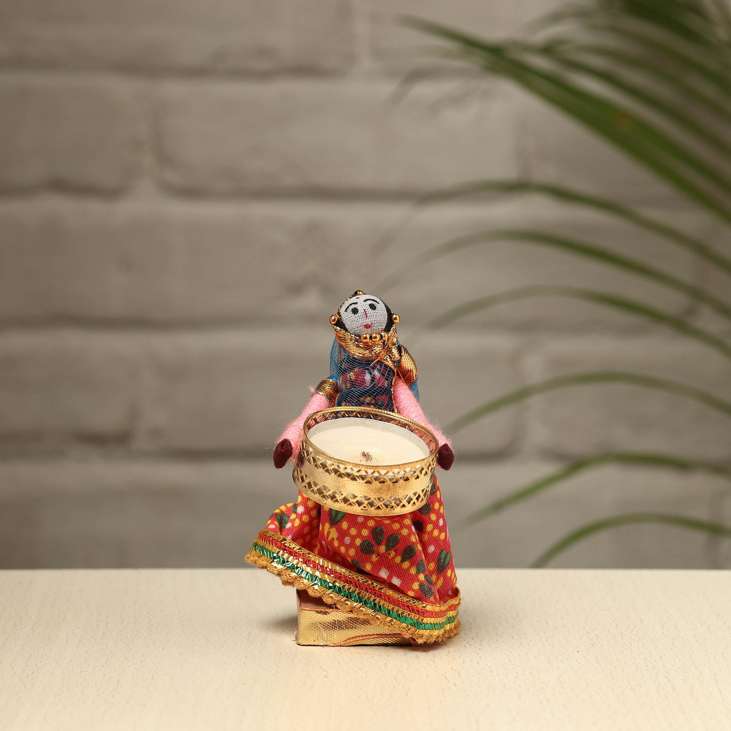  Rajasthani Puppet Couple Handmade Tealight Candle Holders (Set of 2) 