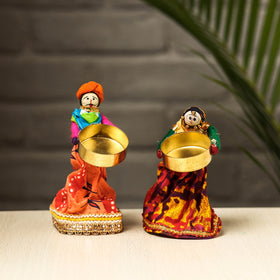  Rajasthani Puppet Couple Handmade Tealight Candle Holders 
