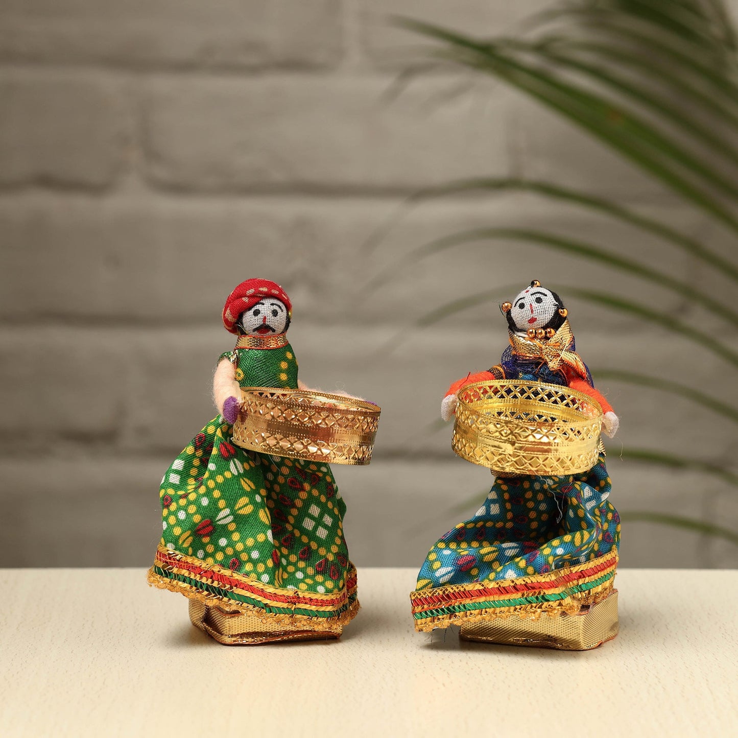  Rajasthani Puppet Couple Handmade Tealight Candle Holders (Set of 2) 