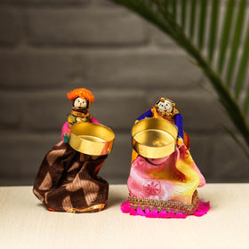  Rajasthani Puppet Couple Handmade Tealight Candle Holders 