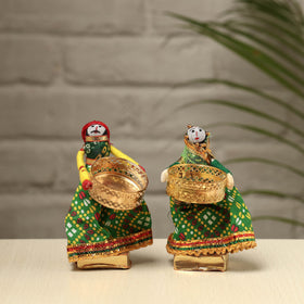  Rajasthani Puppet Couple Handmade Tealight Candle Holders (Set of 2) 