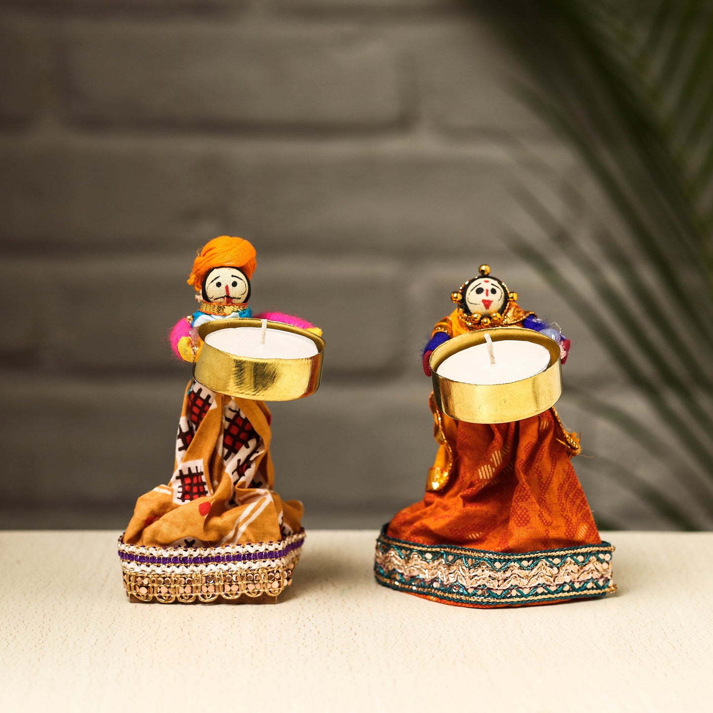  Rajasthani Puppet Couple Handmade Tealight Candle Holders 