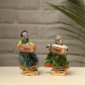  Rajasthani Puppet Couple Handmade Tealight Candle Holders (Set of 2) 