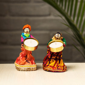  Rajasthani Puppet Couple Handmade Tealight Candle Holders 