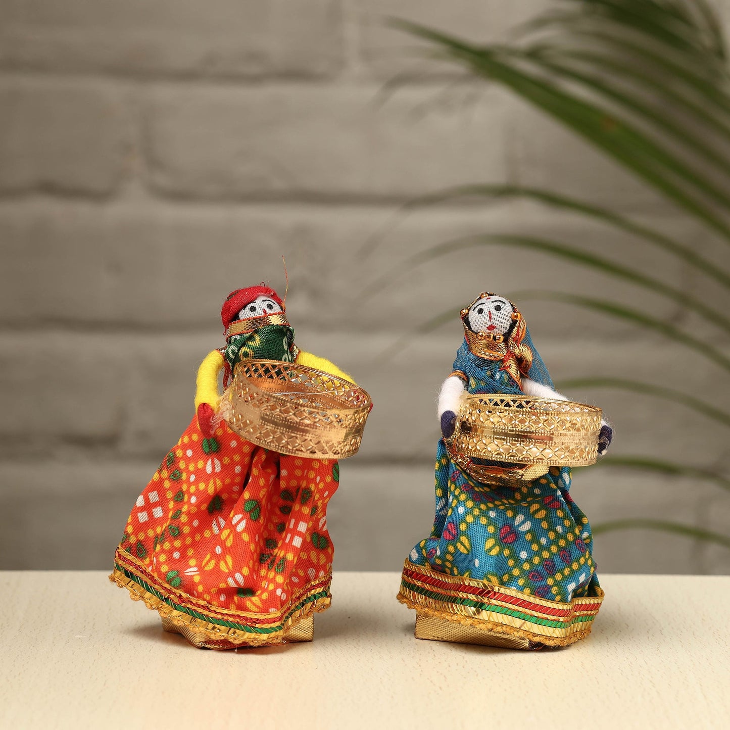  Rajasthani Puppet Couple Handmade Tealight Candle Holders (Set of 2) 