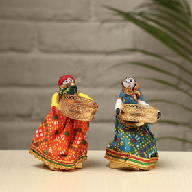  Rajasthani Puppet Couple Handmade Tealight Candle Holders (Set of 2) 