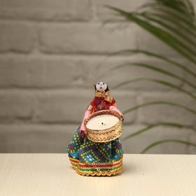  Rajasthani Puppet Couple Handmade Tealight Candle Holders (Set of 2) 