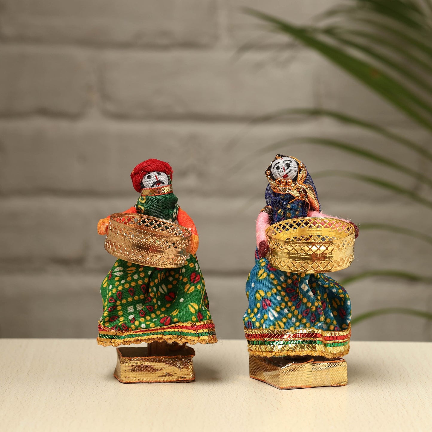  Rajasthani Puppet Couple Handmade Tealight Candle Holders (Set of 2) 