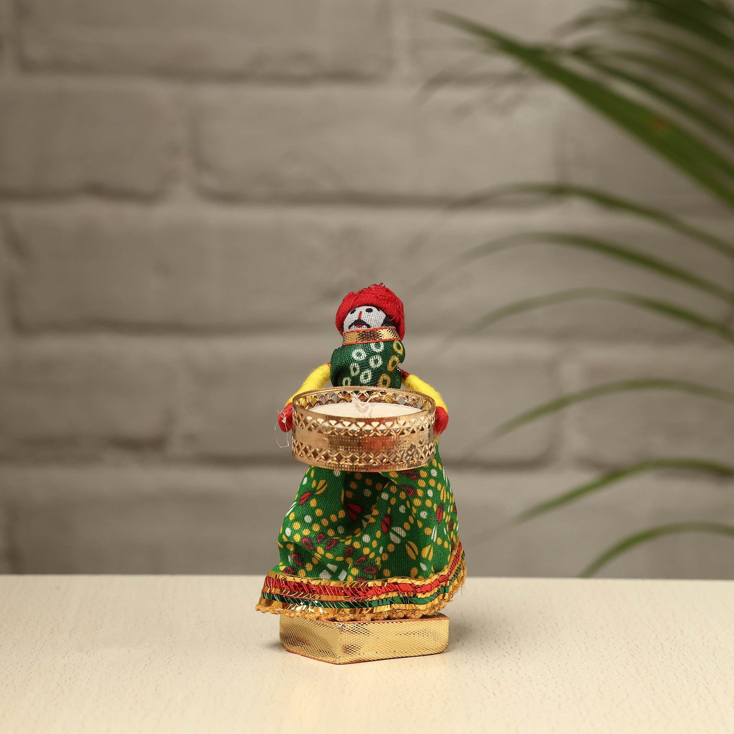  Rajasthani Puppet Couple Handmade Tealight Candle Holders (Set of 2) 