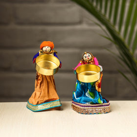  Rajasthani Puppet Couple Handmade Tealight Candle Holders 
