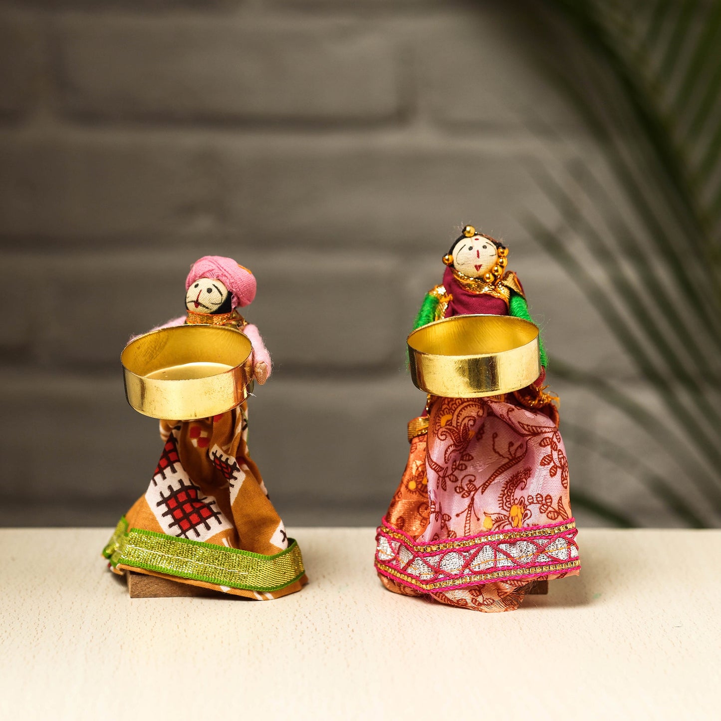  Rajasthani Puppet Couple Handmade Tealight Candle Holders 