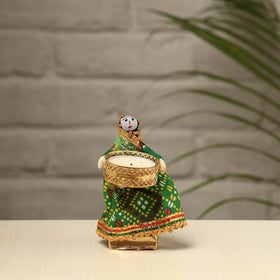  Rajasthani Puppet Couple Handmade Tealight Candle Holders (Set of 2) 