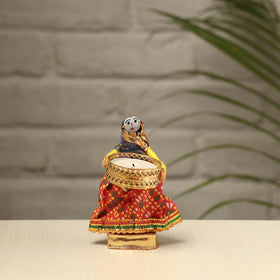  Rajasthani Puppet Couple Handmade Tealight Candle Holders (Set of 2) 