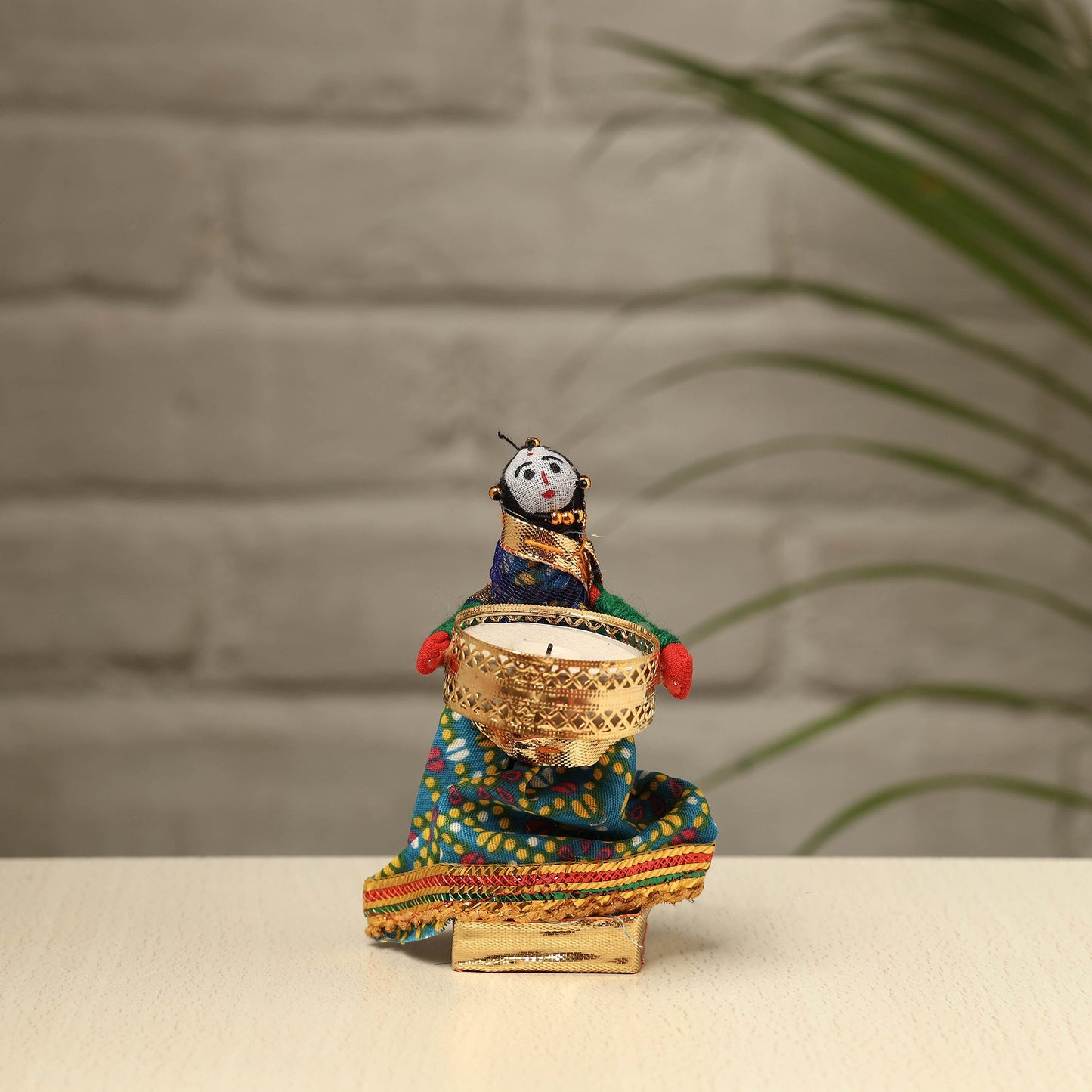  Rajasthani Puppet Couple Handmade Tealight Candle Holders (Set of 2) 