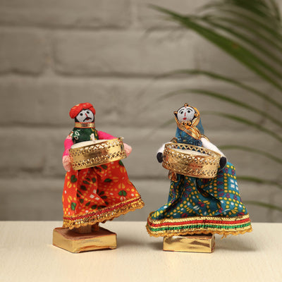  Rajasthani Puppet Couple Handmade Tealight Candle Holders (Set of 2) 