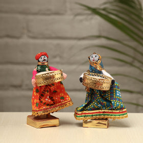  Rajasthani Puppet Couple Handmade Tealight Candle Holders (Set of 2) 