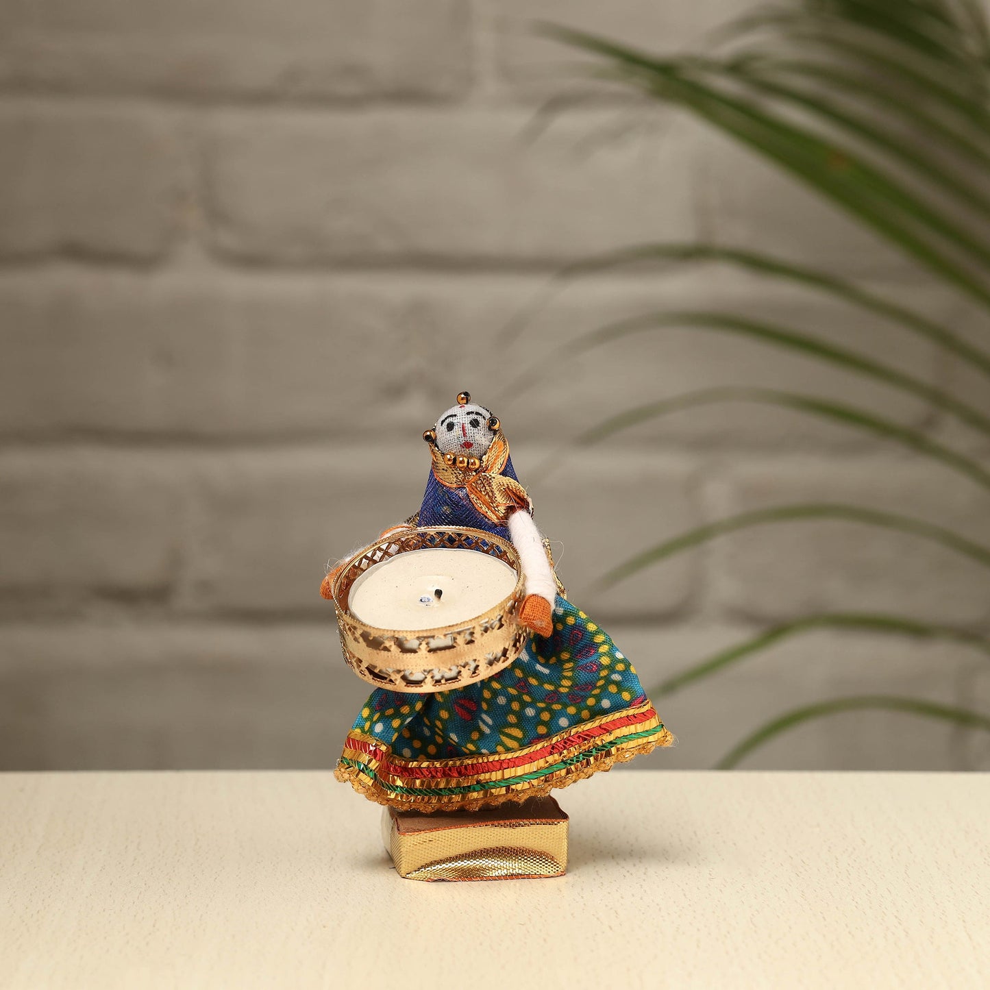  Rajasthani Puppet Couple Handmade Tealight Candle Holders (Set of 2) 