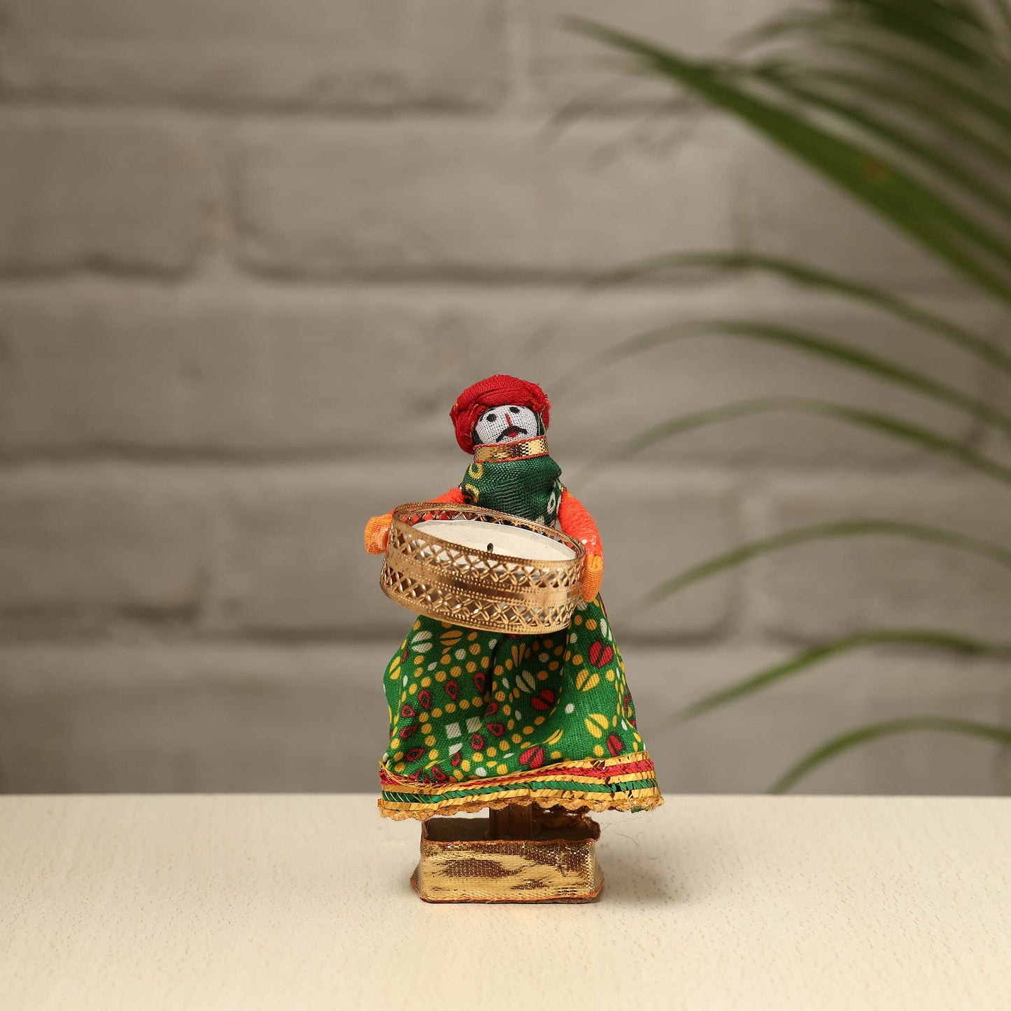  Rajasthani Puppet Couple Handmade Tealight Candle Holders (Set of 2) 