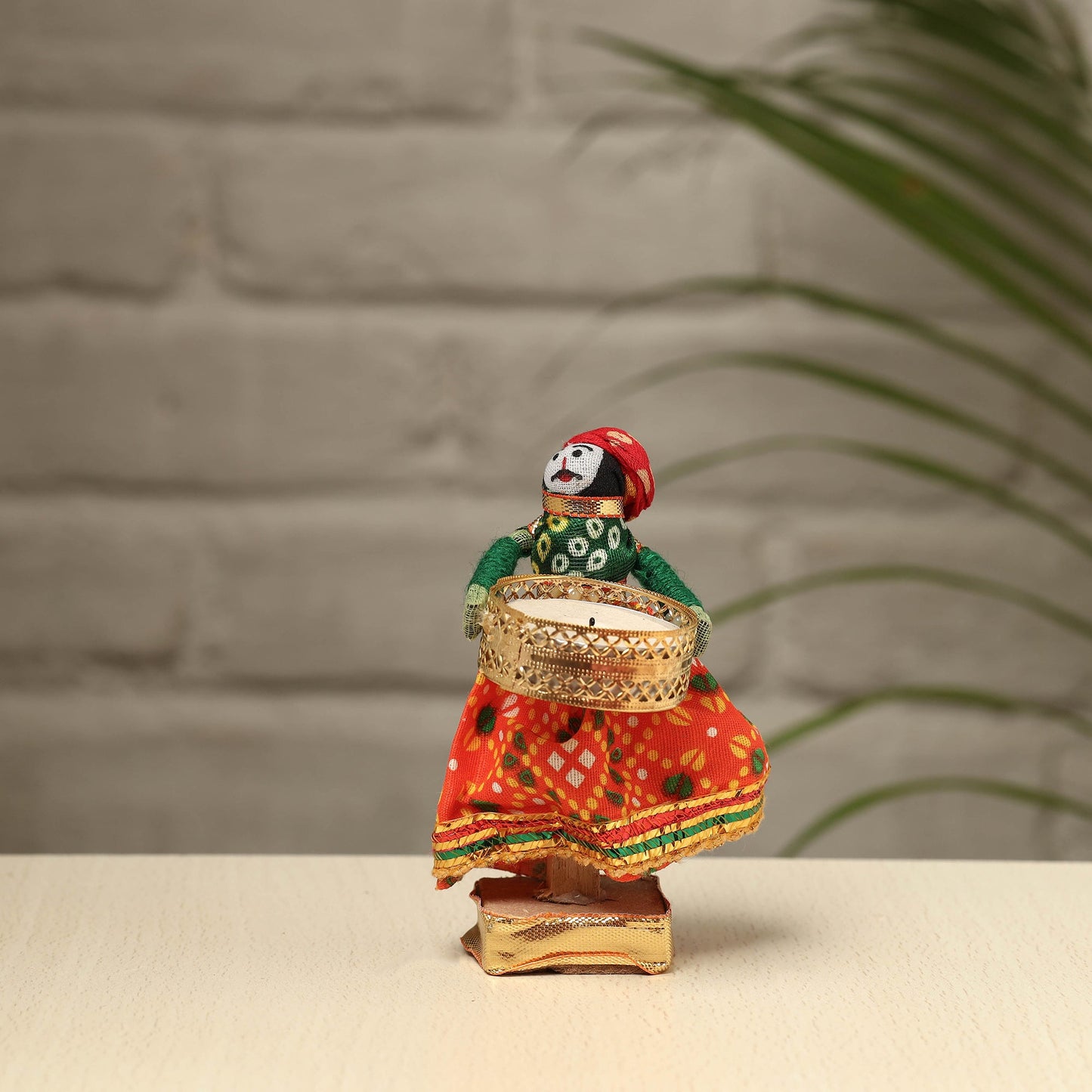  Rajasthani Puppet Couple Handmade Tealight Candle Holders (Set of 2) 