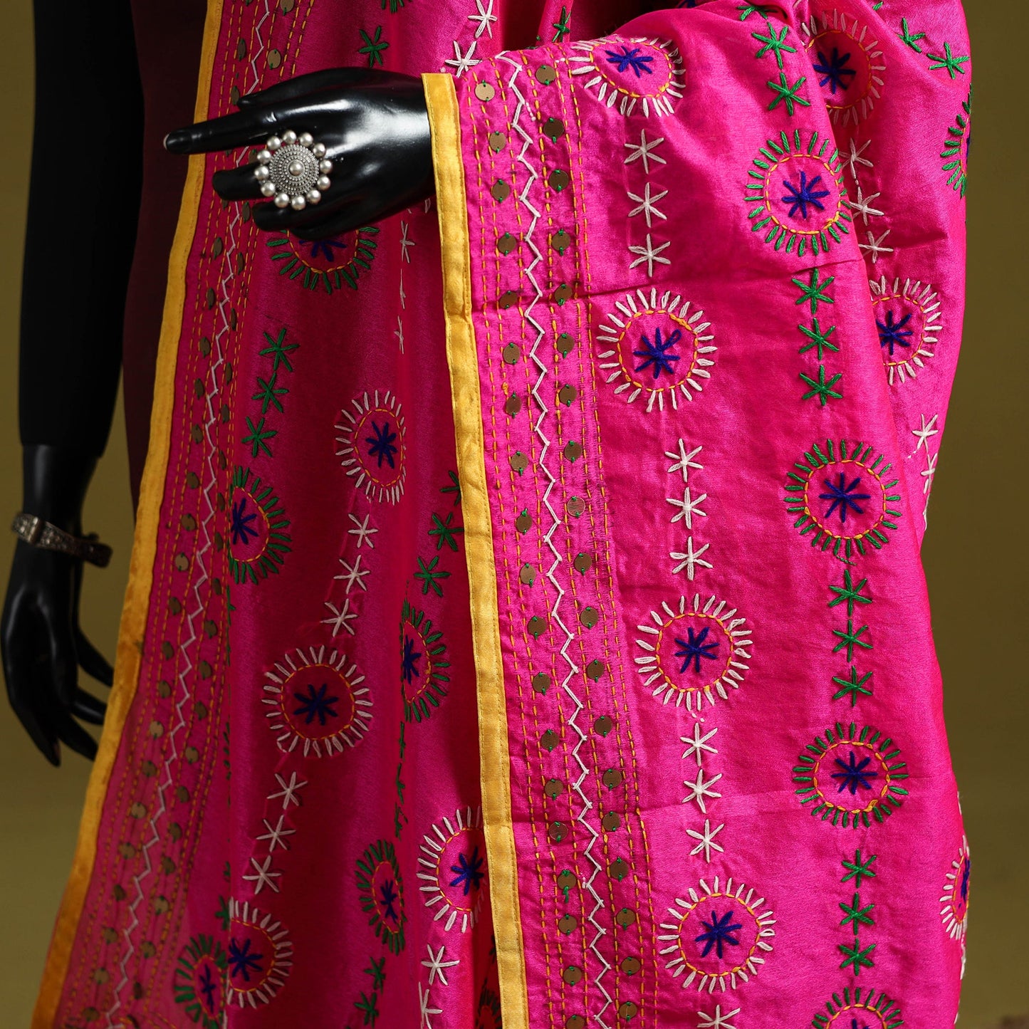 Ranihati chapa work chanderi silk hand embroidery dupatta