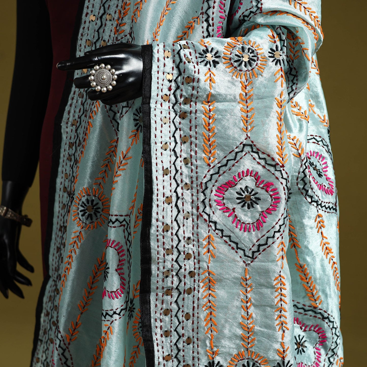 Ranihati chapa work chanderi silk hand embroidery dupatta