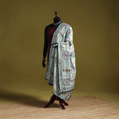 Ranihati chapa work chanderi silk hand embroidery dupatta