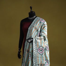 Ranihati chapa work chanderi silk hand embroidery dupatta