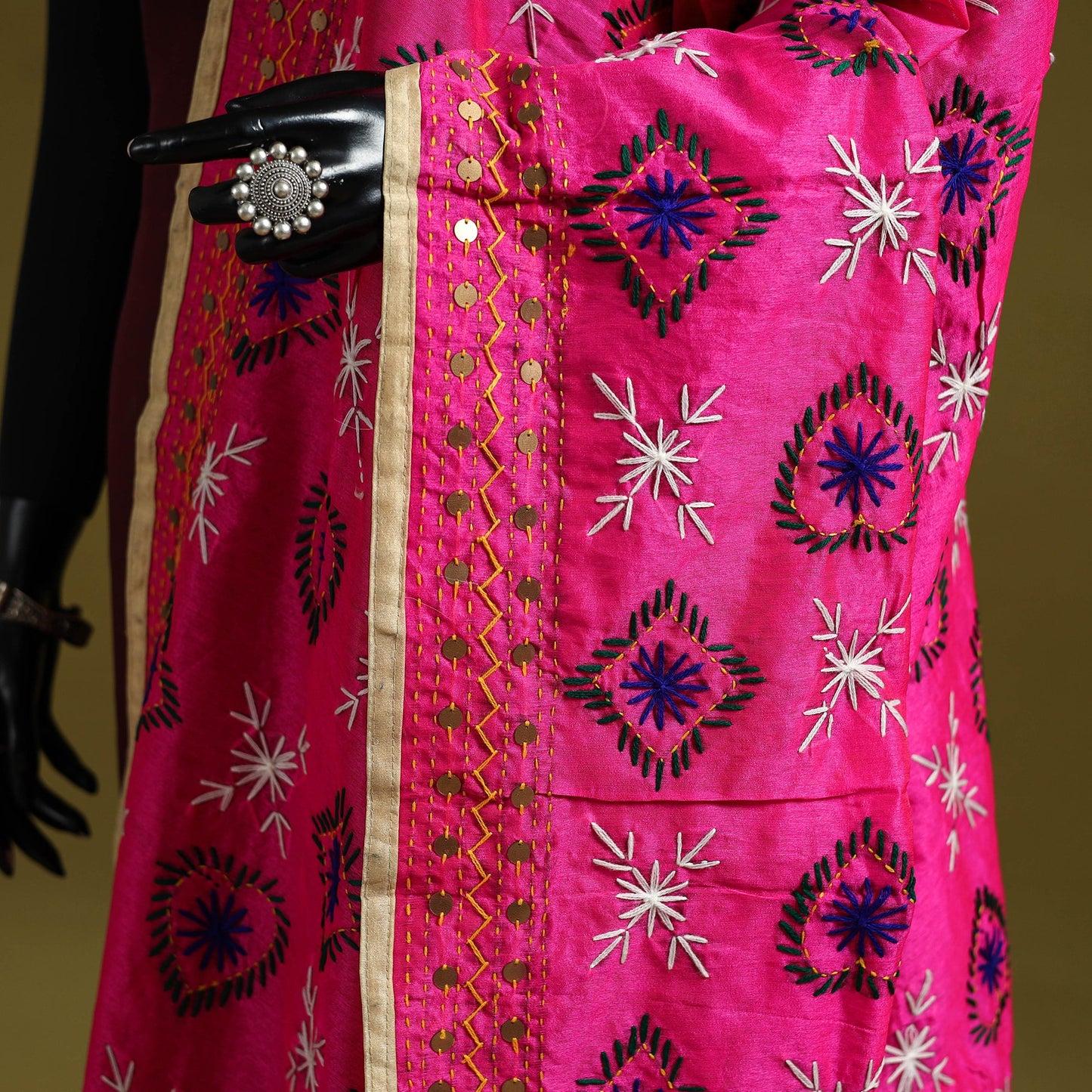 Ranihati chapa work chanderi silk hand embroidery dupatta