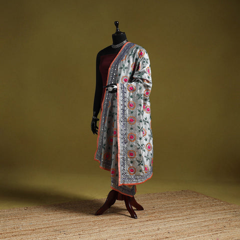 Ranihati chapa work chanderi silk hand embroidery dupatta