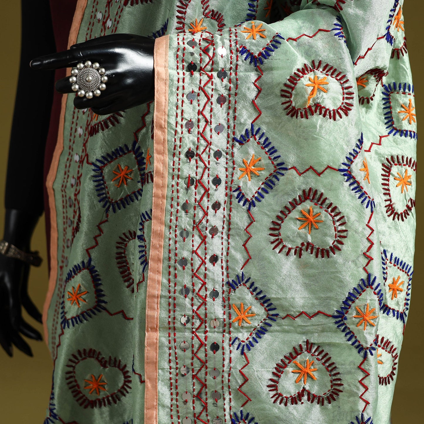 Ranihati chapa work chanderi silk hand embroidery dupatta