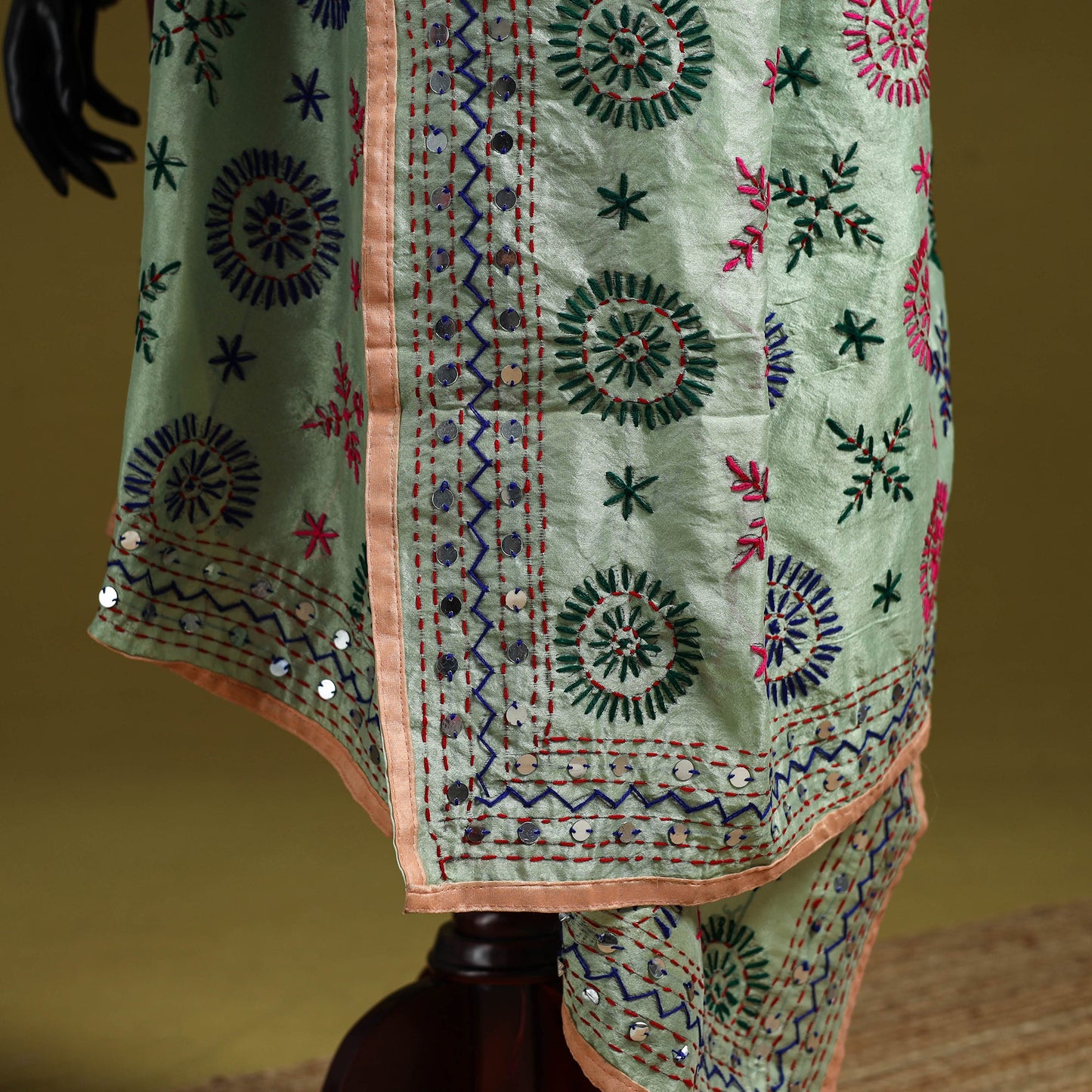 Ranihati chapa work chanderi silk hand embroidery dupatta