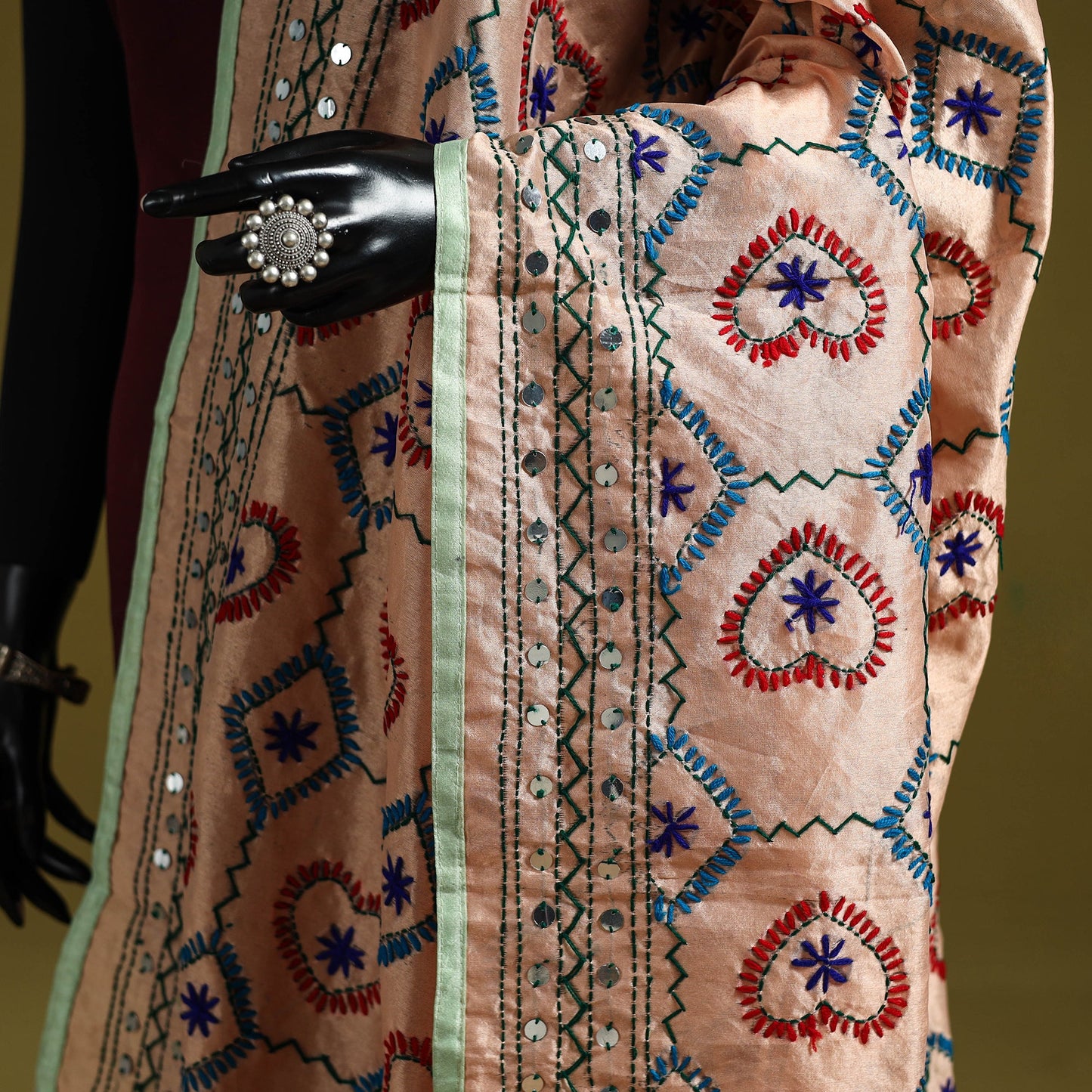 Ranihati chapa work chanderi silk hand embroidery dupatta