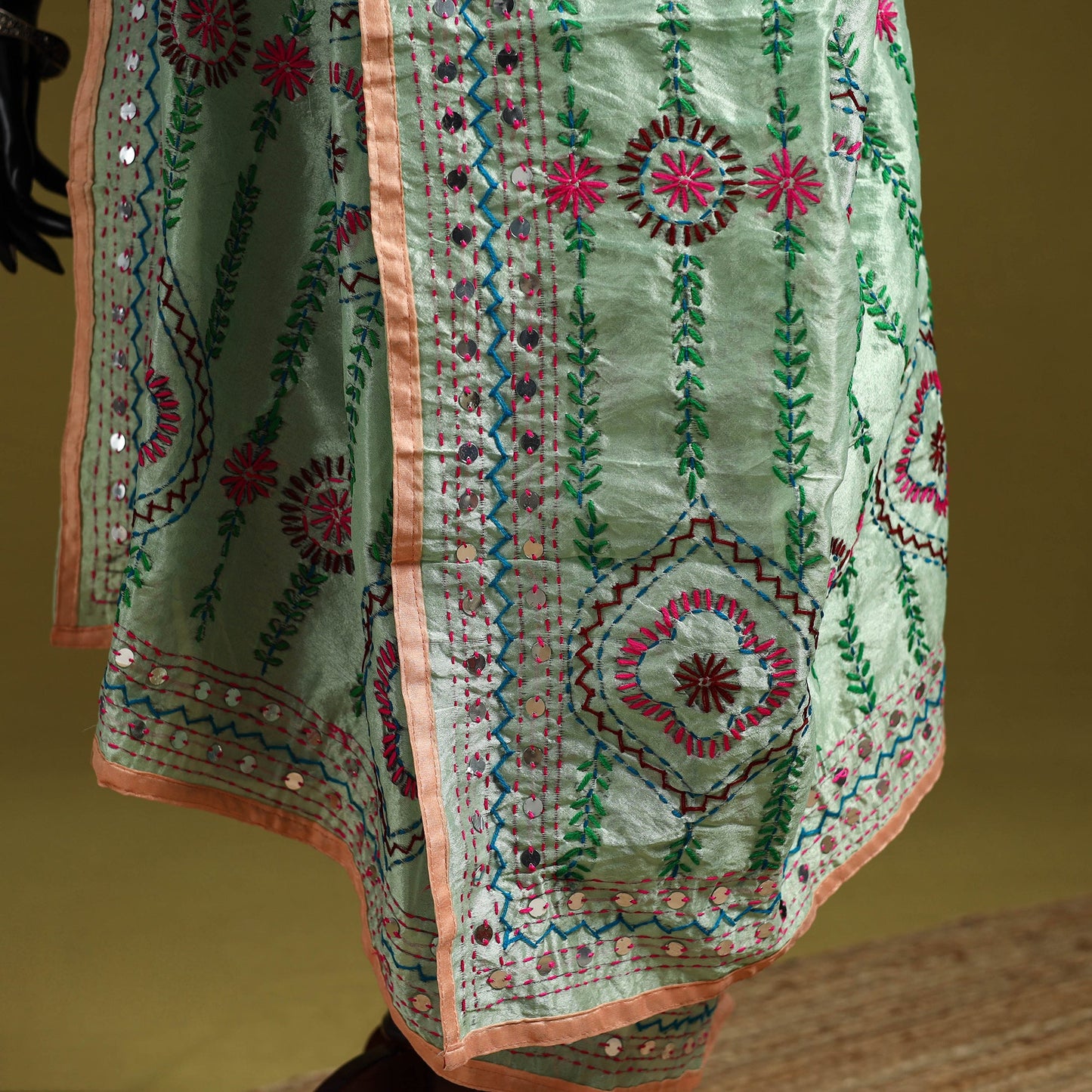 Ranihati chapa work chanderi silk hand embroidery dupatta