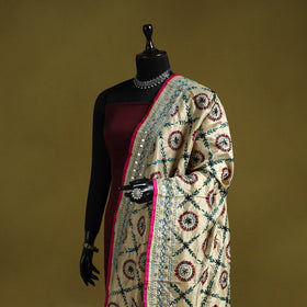 Ranihati chapa work chanderi silk hand embroidery dupatta