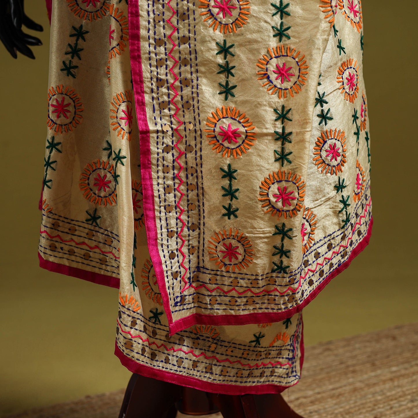Ranihati chapa work chanderi silk hand embroidery dupatta